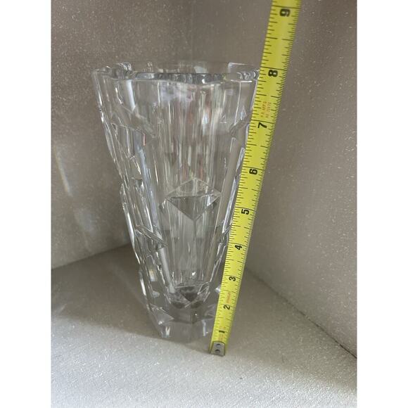 Orrefors Erika Lagerbielke EL 4809-22 8” Crystal Geometric Vase Vintage Sparkles - Picture 2 of 10